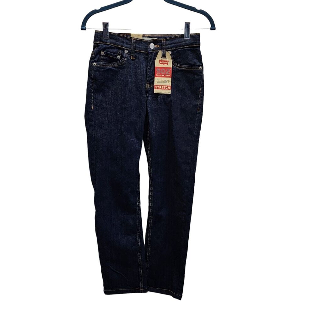 Levi's 502 Kids Jeans Taper  Size 8 W24 L22 Denim Adjustable Waist Stretch NWT